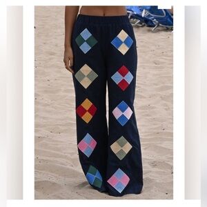 YLLW Navy Adeline Linen Pants- XS